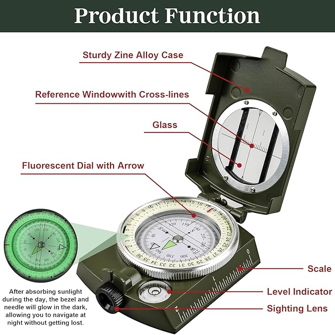 Brújula de Supervivencia para Senderismo, Impermeable, Duradera y de Bolsillo miniatura 4