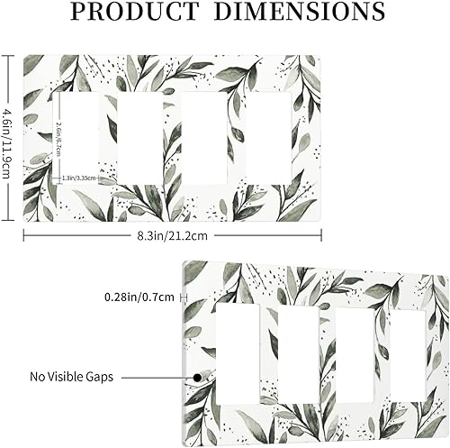 Miniatura 176 de Placa de pared dúplex de receptáculo de dispositivo de 1 gang de madera envejecida blanca gris con veta de tablón, cubierta de enchufe eléctrico de