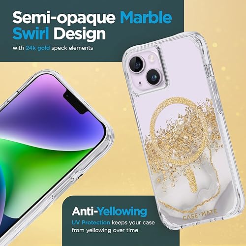 Miniatura 7 de Case-Mate Funda para iPhone 14 Plus, mármol de quilates [protección contra caídas de 10 pies] [compatible con MagSafe] Funda magnética con bonito