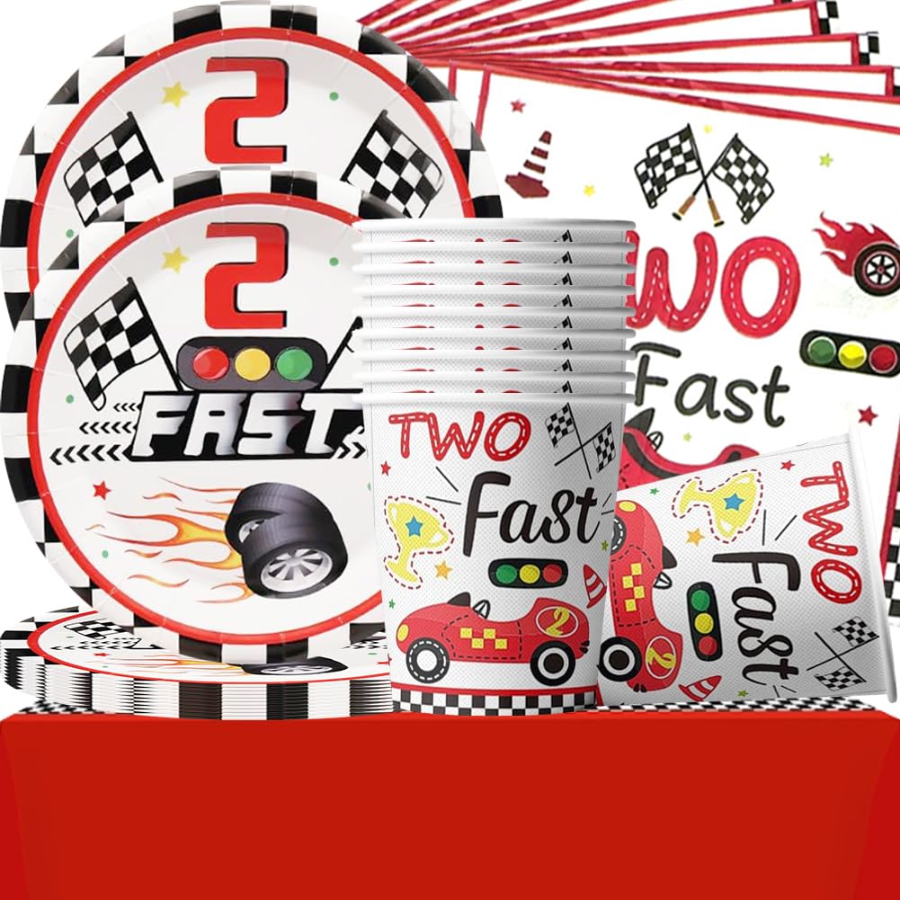 Set Stoviglie Compleanno Cars - 41 Pezzi Per Feste, Tovaglia, Piatti, Tazze E Tovaglioli