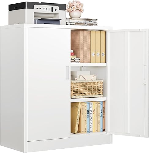 Miniatura 27 de CJF Gabinete de almacenamiento de metal, armario de almacenamiento con bloqueo con puertas y 1 cajón, 36 pulgadas de alto x 28 pulgadas de ancho x