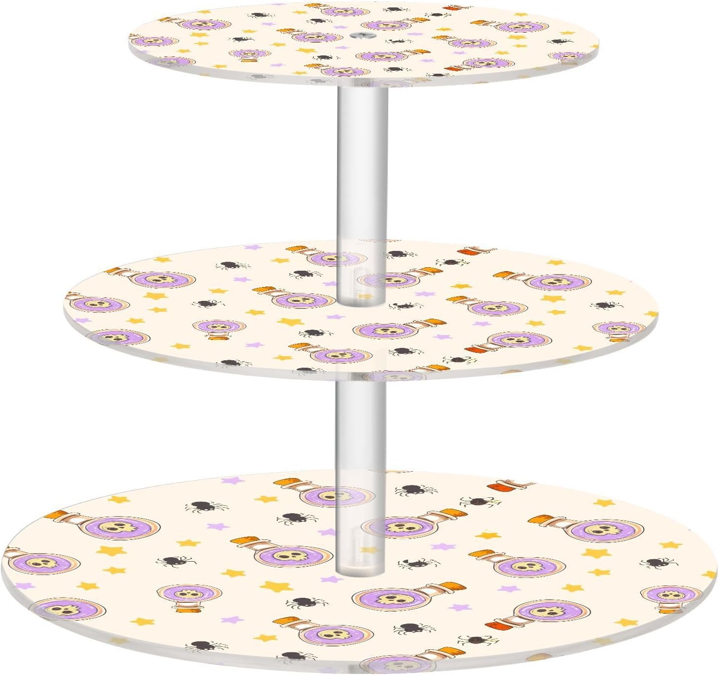 Skull Spider Star Halloween 3 Tier Acrylic Cupcake Stand, Cupcake Stand for 34 Cupcakes for Weddings, Christmas,Holidays,Parties,Birthday,Printed Cupcake Tower 23300337