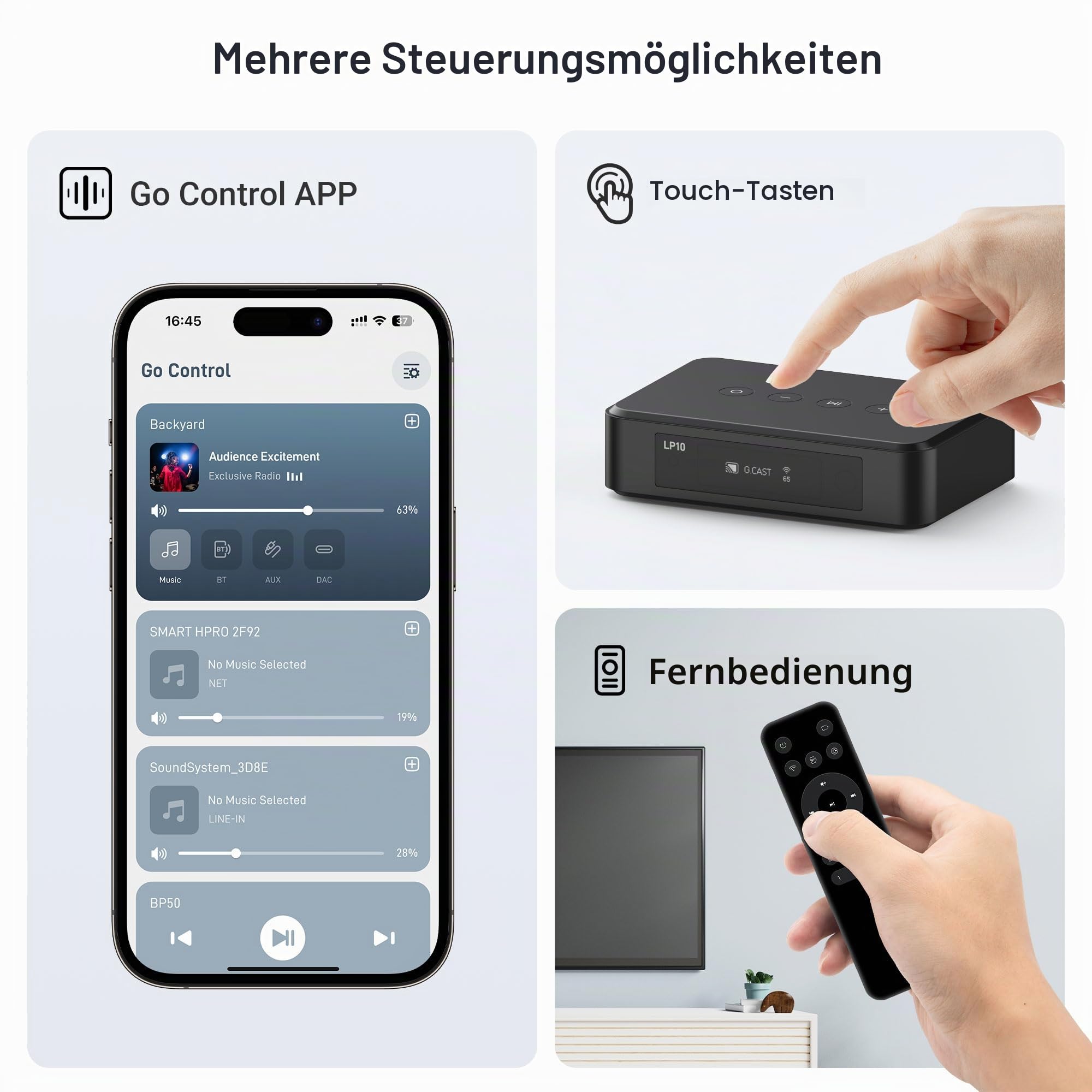Arylic LP10 Wireless Music Streamer, Unterstützt AirPlay 2, Google Cast, Apple Home und Spotify & Tidal verbinden mehrere Streaming-Optionen, 5G WiFi und Bluetooth Vorverstärker mit App, Fernbedienung