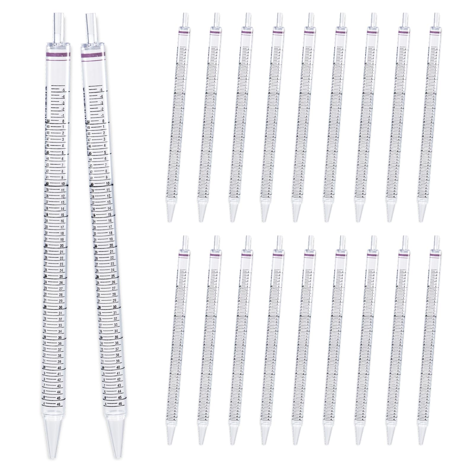 40 Stück 50ml Serologische Pipetten, Polystyrol Serologische Pipetten, Sterile, Transparent, Unabhängige Verpackung, 388mm Länge (40 Stück)
