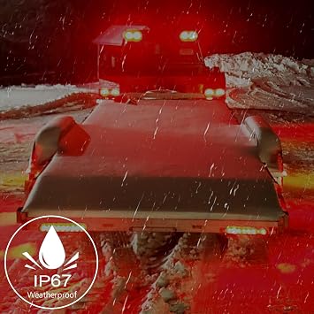 Partswcgg 4Pcs 4 Round Red Stop Turn Tail Lights to White Back-up Lights 19 LED, 4 Inch Round Red/White Dual Trailer Truck Tail Lights with Rubber Grommet and 3 Prong Wire Pigtails IP67 Waterproof