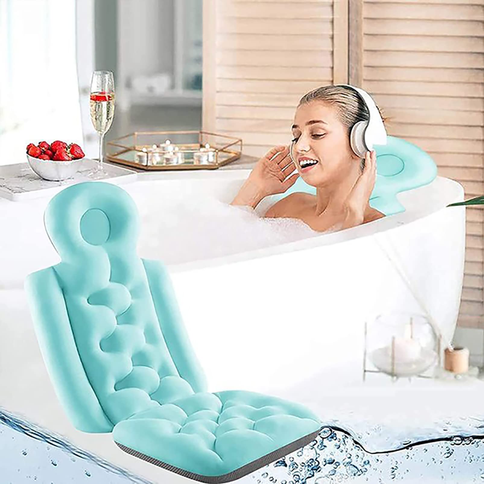 Mata do wanny na całe ciało, komfortowa, miękka poduszka do wanny, jacuzzi i spa, oddychająca mata 3D
