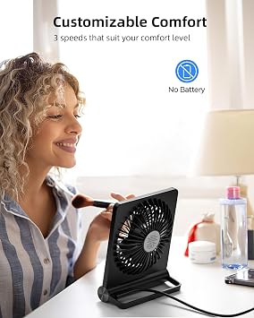 Koonie USB Desk Fan, Strong Wind Ultra Quiet Small Mini Fan