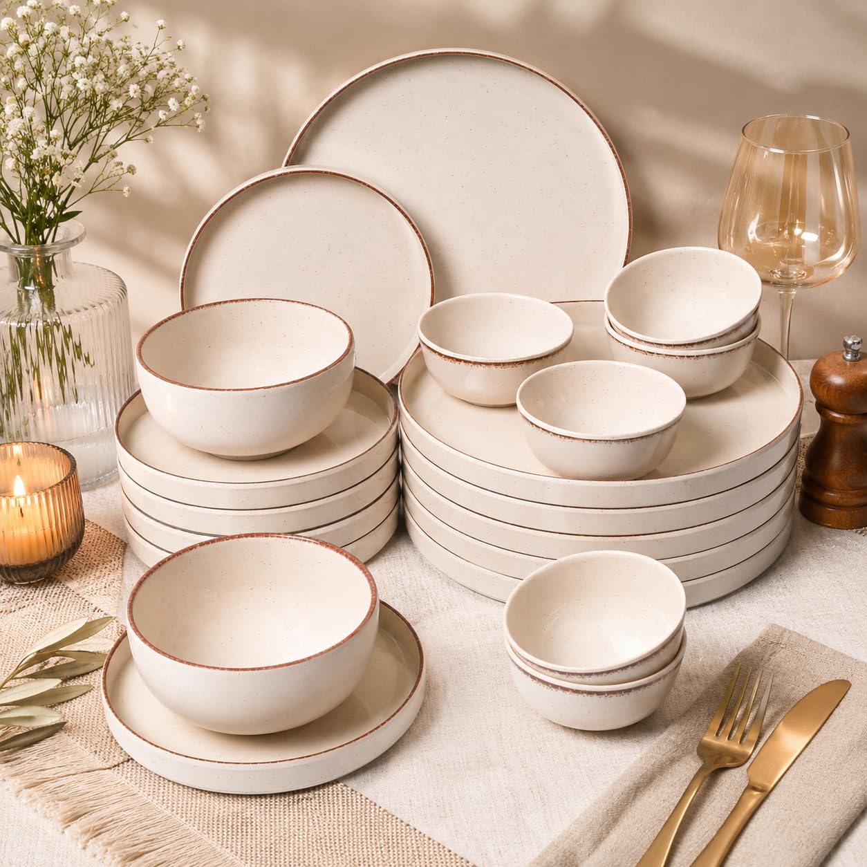 MARKET 99 Plato Dinner Set - 20 Pcs Rusty Green -12