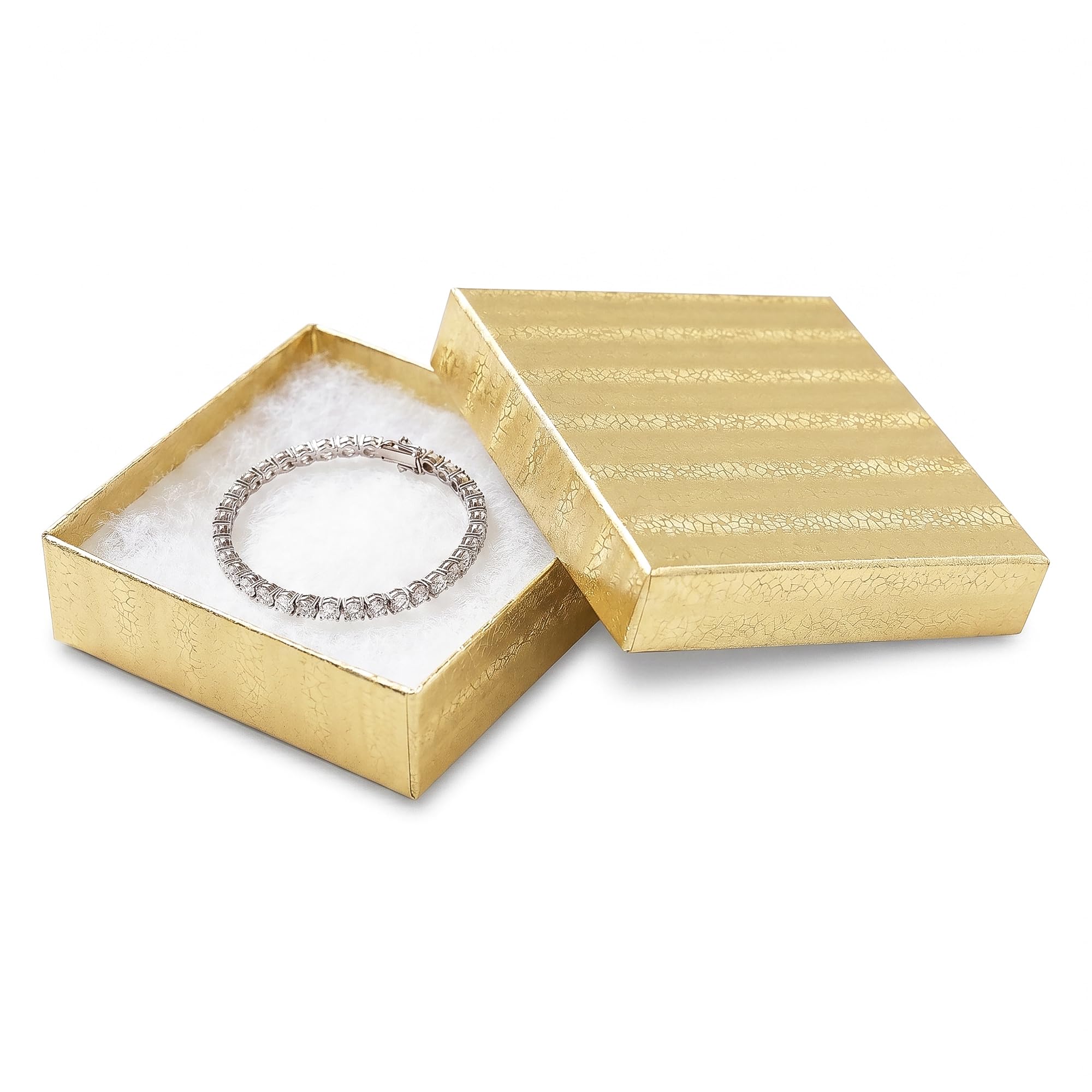 Boîtes à bijoux en papier carton rempli de coton emballage cadeau feuille d'or