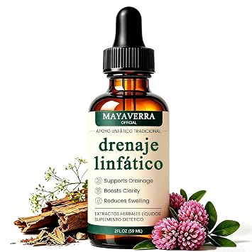MayaVerra Drenaje Linfatico Gotas, Maya Verra Drenaje Linfatico, Lymphatic Drainage Drops with Cleavers, Red Clover, Stillingia Root & Prickly Ash Bark, Reduce Bloating & Puffiness - 2 OZ 1 PCS