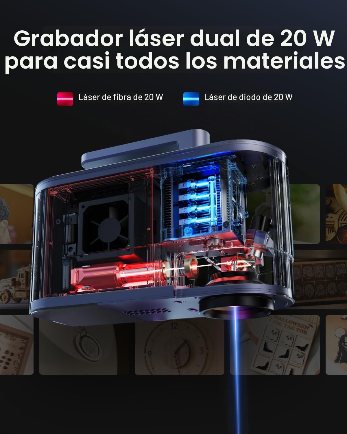 LaserPecker LP5 grabadora láser de fibra y diodo con cámara de 5MP