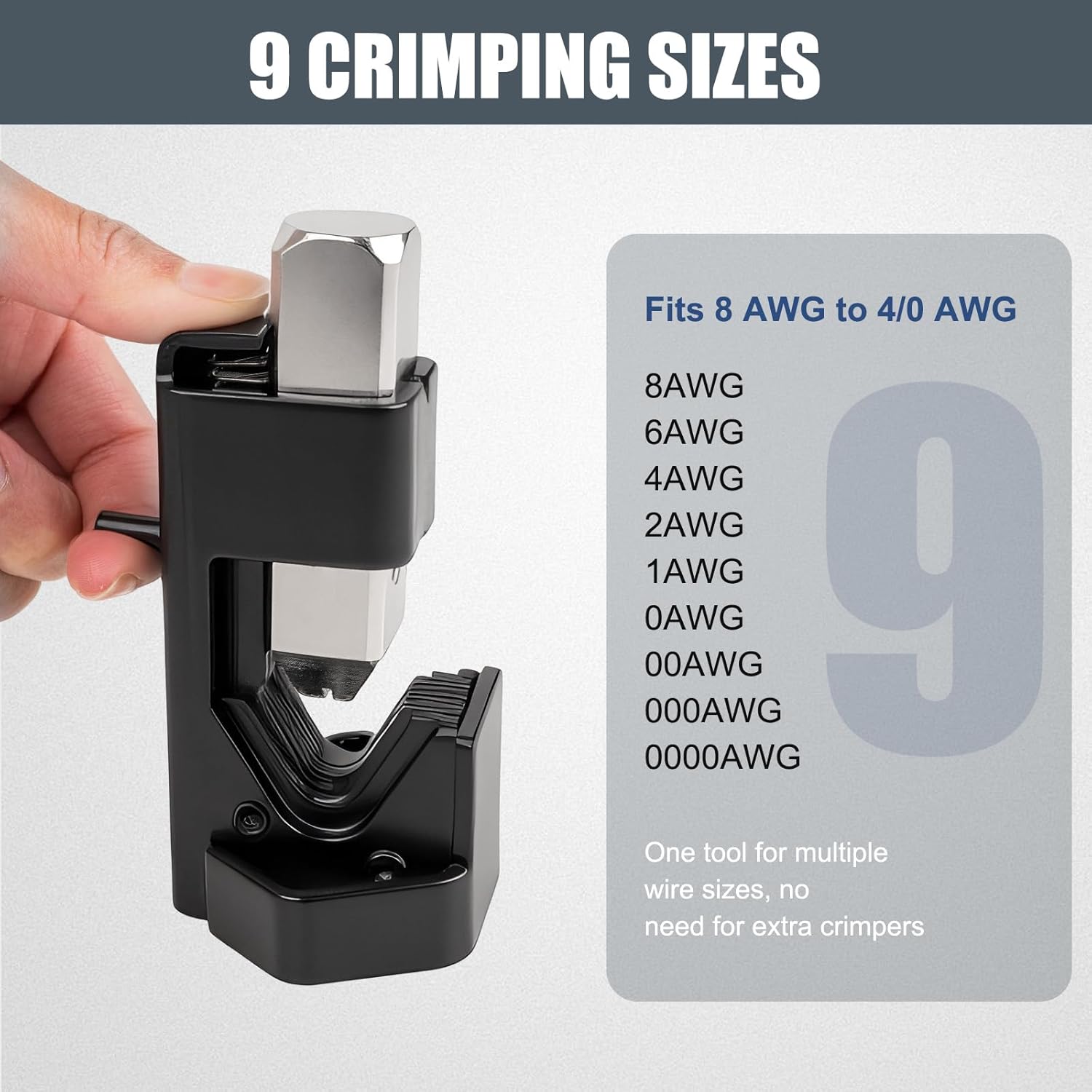 Hammer Lug Crimper Tool for 8 AWG to 0000 AWG Battery & Welding Cables, Heavy Duty Crimping for Electrical, Automotive & Industrial Applications