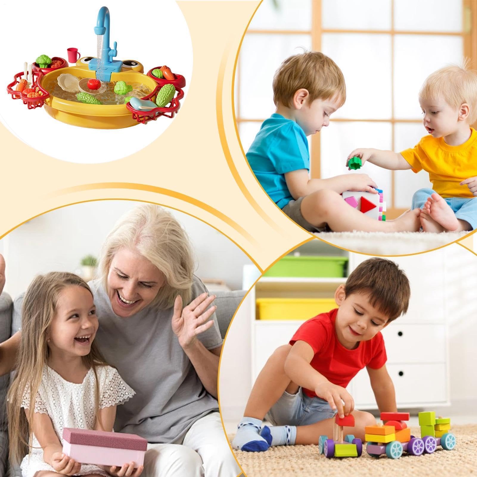 Generico Lavello per Bambini con Acqua Corrente Giochi di Ruolo per Bambini | Giocattolo con Rubinetto Rotante per Bambini Bambine Prescolari Giardino Spiaggia Campeggio Asilo Casa Bagno Cameretta Festa