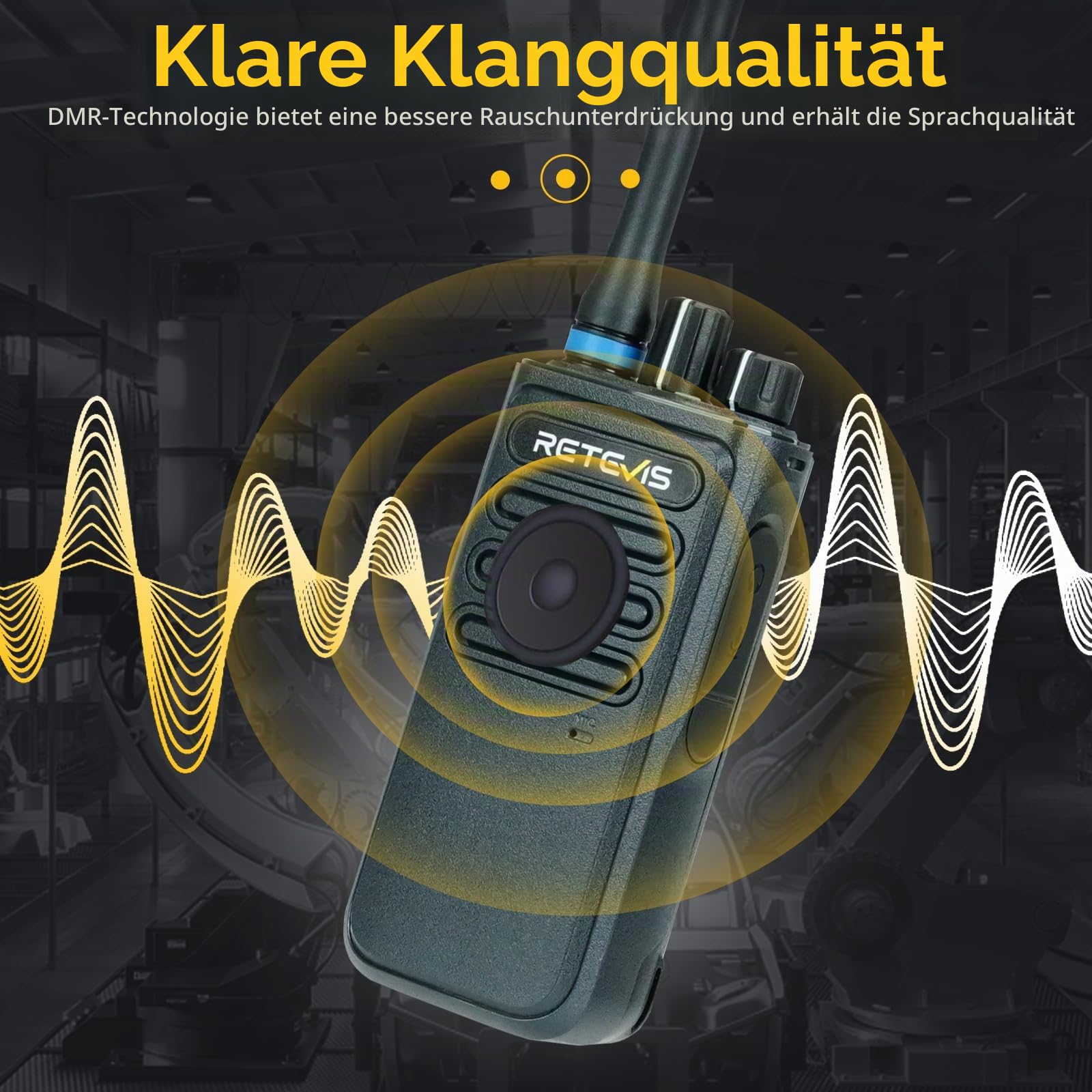 Retevis P1 DMR Profi Funkgerät, Digital Walkie Talkie Große Reichweite | Profi Digitalfunkgerät mit Relais & Aufnahme, Kompatibel mit MOTOTRBO AES-Verschlüsselung, für Herstellung, Schwarz, 2 Stück