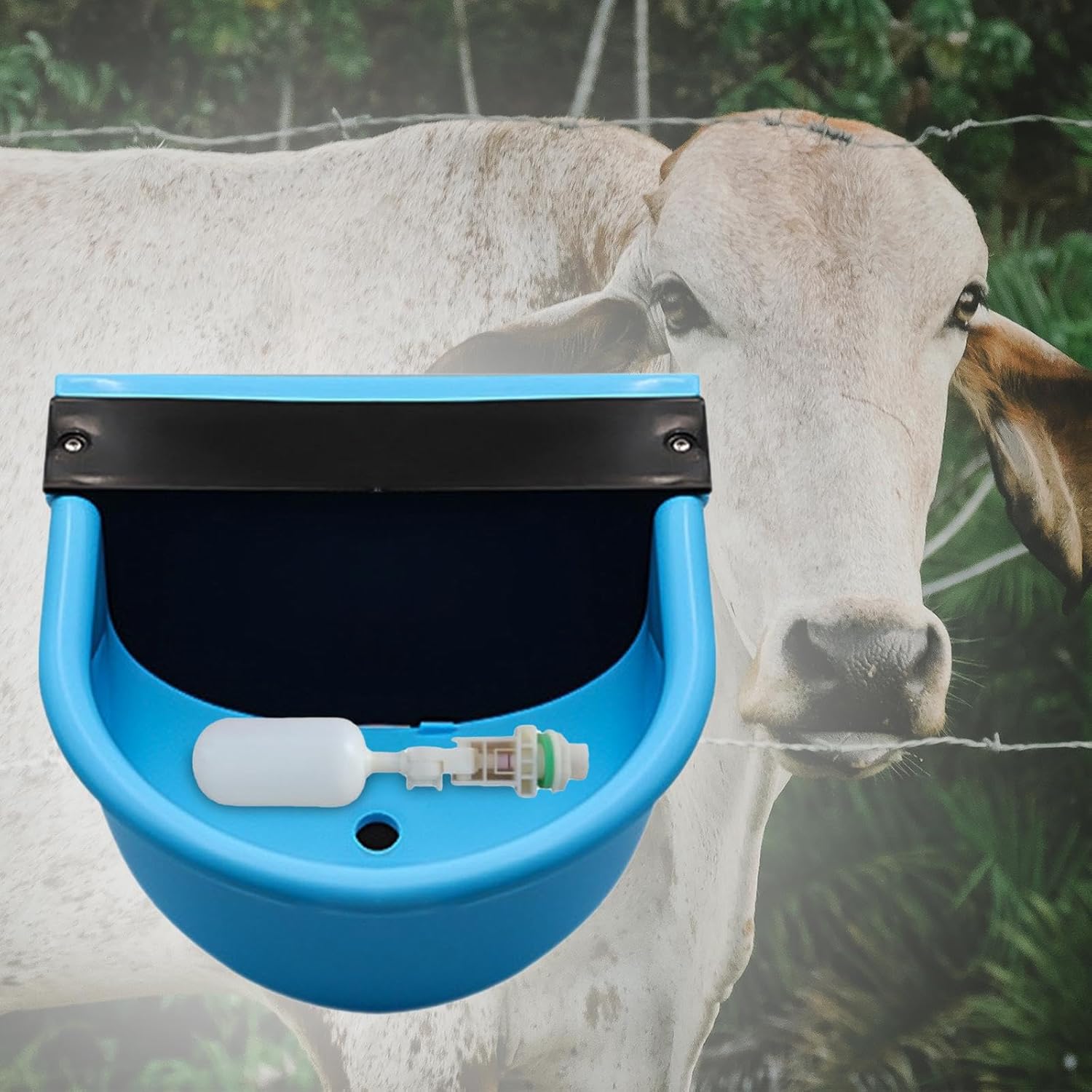 Automatic Water Bowl for Livestock Cow Drinking Bowl Auto Drinking Equipment Horse Waterer Water Feeder for Dog Chicken Pig Sheep, Light Blue