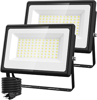Olafus 2 Pack 50W LED Flood Light Outdoor, Super Bright 4000lm Work Lights, IP66 Waterproof Exterior Security Light, 6500K Daylight White Plug in Outside Lighting for Yard Lawn