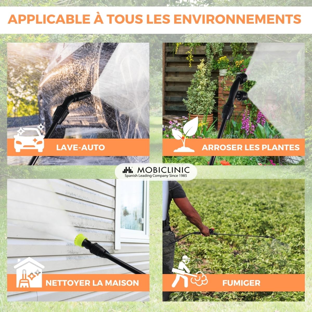 Mobiclinic®, Pulvérisateur à Pression, 16 L, Jardinage, Pression de la Pompe, 4 Buses Réglables, Léger 2 kg, Pulvérisateur, Irrigation, Lutte Antiparasitaire, Entretien des Plantes, Fumibug