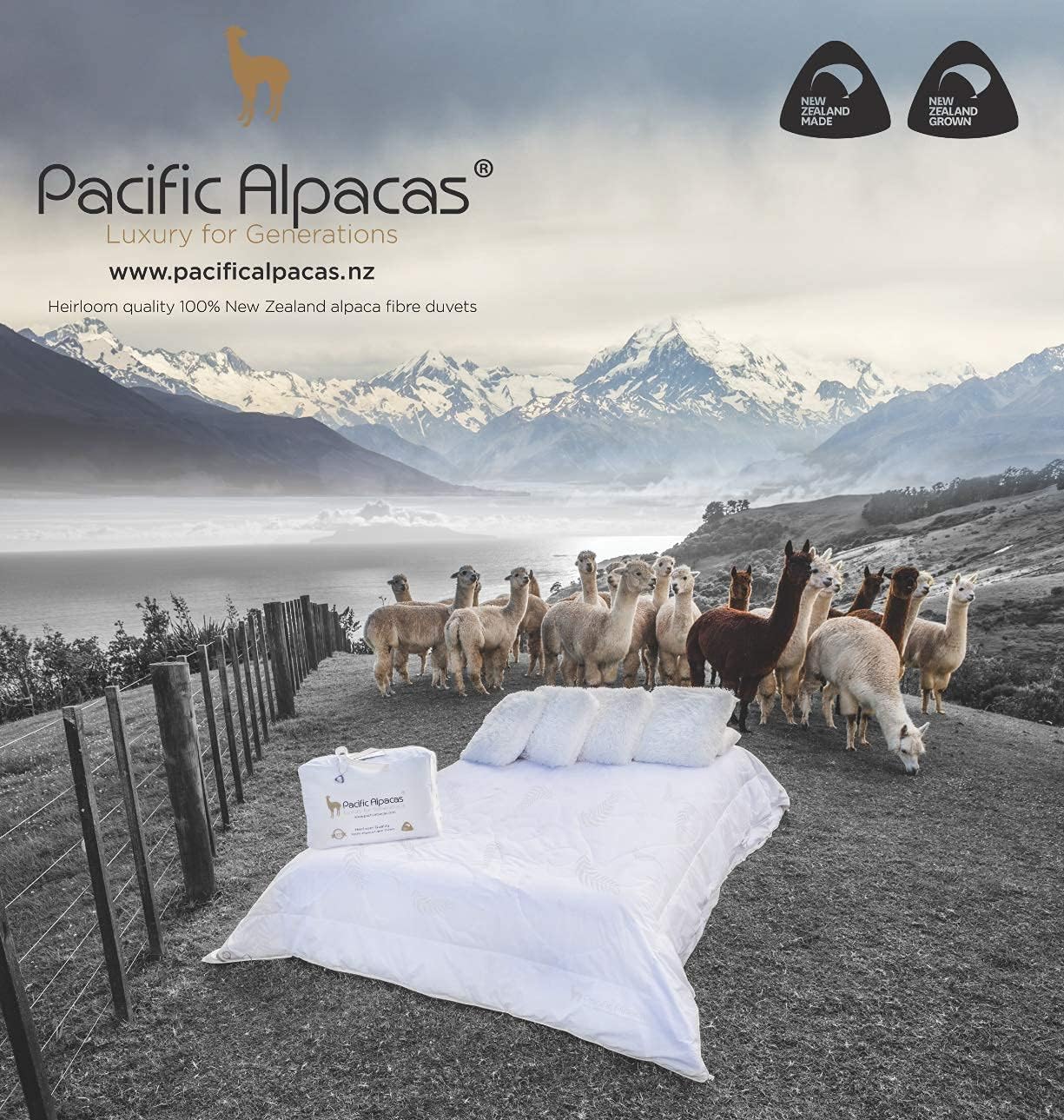 Duvet Insert – Queen Size 88 X 90 Inch – Luxurious New Zealand Made White Inner with Incredible Alpaca Fibre Fill – Superior Warmth Light Weight for Summer or Winter - Hypoallergenic