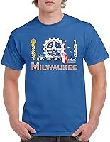 Vista 4 de UGP Campus Apparel Camiseta básica de algodón con banderas de la ciudad de Estados Unidos, orgullo natal, Milwaukee Azul Real