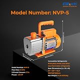 Elitech Vacuum Pump 5CFM 2L/S 1/3HP Single-Stage Rotary AC Vacuum Pump for HVAC Refrigeration Air Conditioner Systems, No Oil NVP-5 - 6