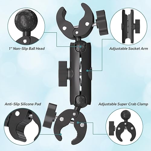 Miniatura 3 de Super Double Clamp Mount Umbrella Camera Pole Clamp Holder,360 Magic Socket Arm Ball Head for Umbrella Chair Clip, Photo Studio Light Stand,Photo