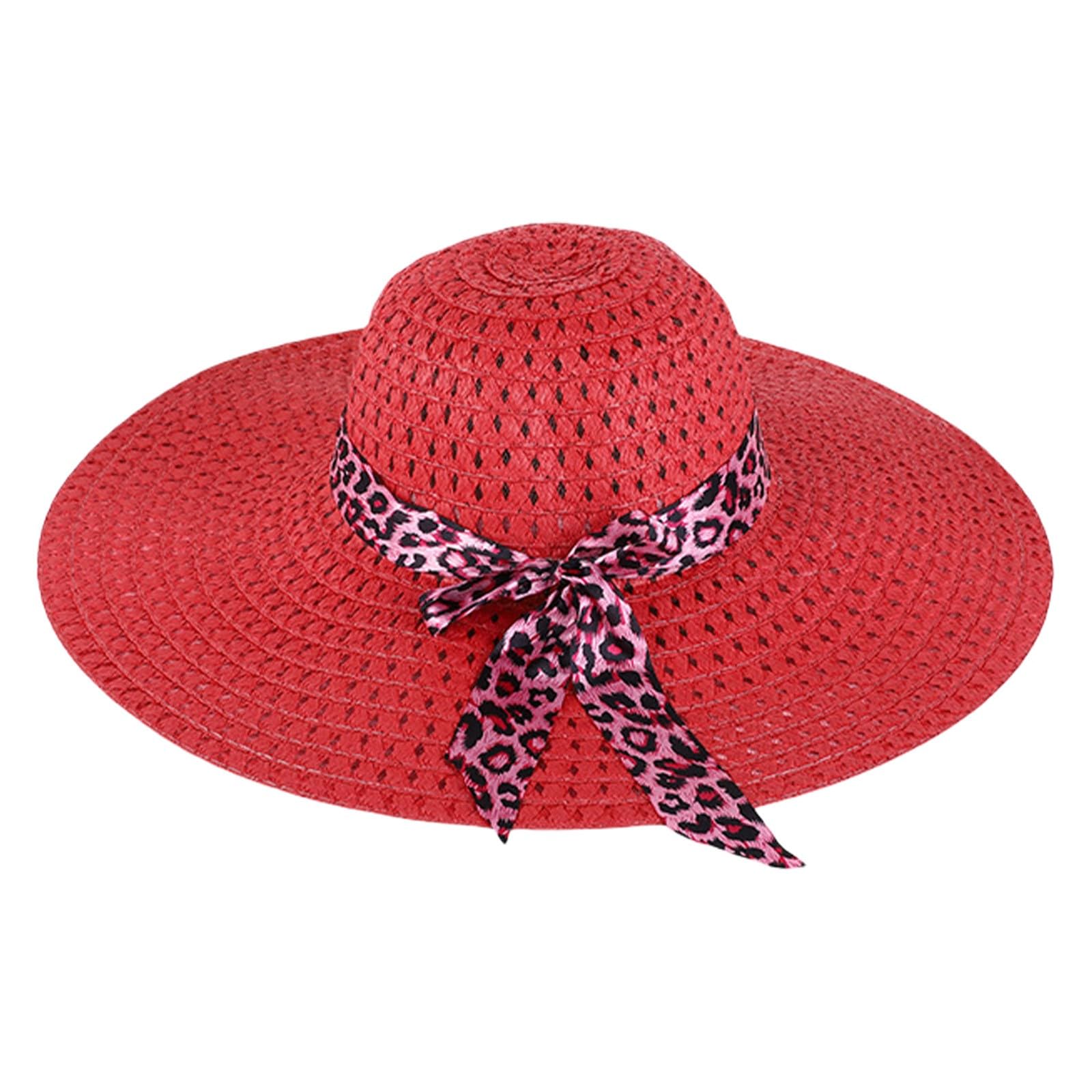 Generico Casquette tressée pour femme, large, pliable et enroulable, adaptée pour le soleil et la plage, taille 50+