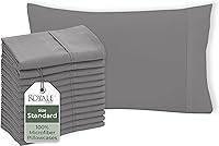 Vista 1 de Royale Linens Juego de 12 fundas de almohada grises – Fundas de almohada estándar de 20 x 26 pulgadas – 1800 microfibra cepillada – Resistente a