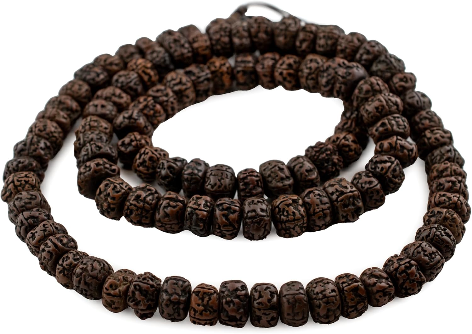 The Bead Chest Vintage-Style Rudraksha Mala Prayer Beads: Natural Artisan Bead Strand from Nepal, 18mm, Full Strand