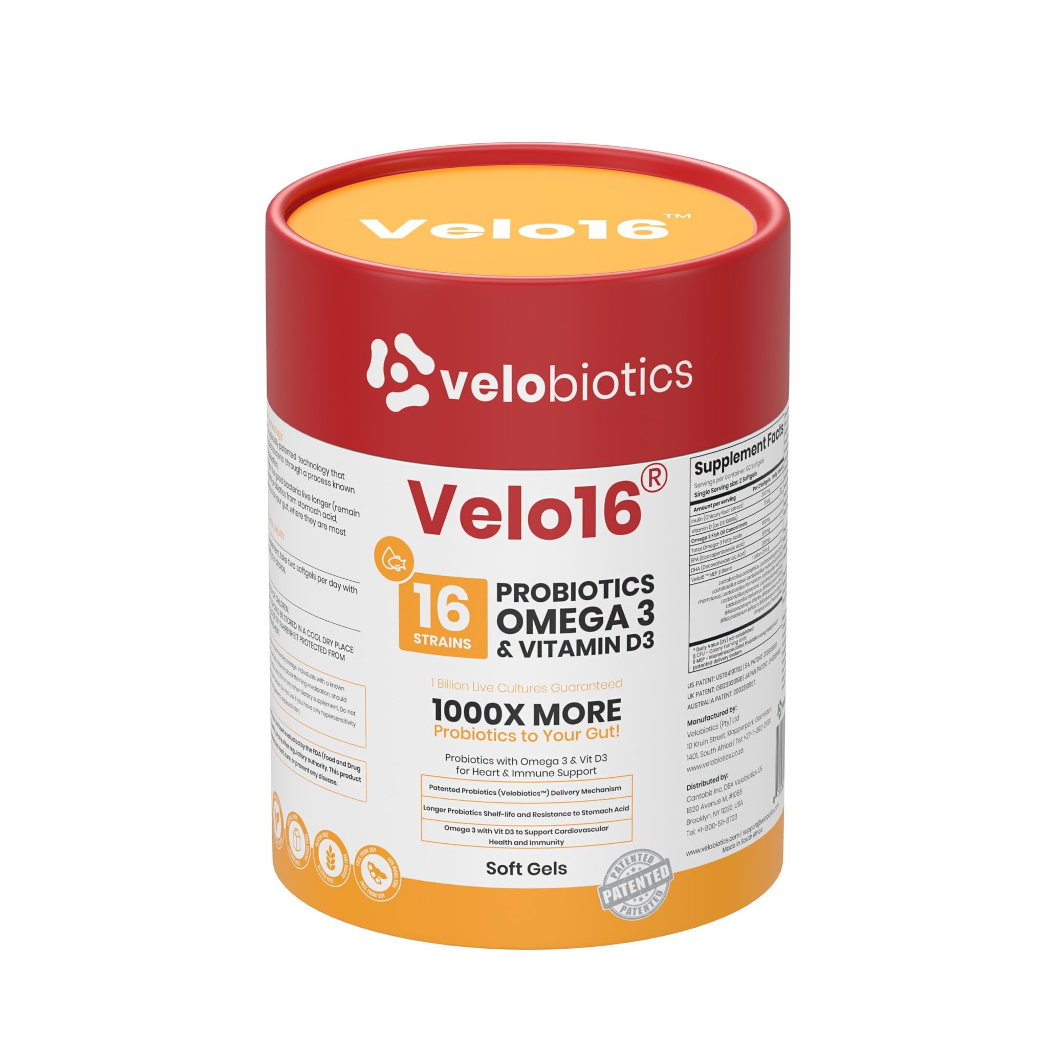 Velo16 Probiotics Omega 3 with Vitamin D3 Soft Gel : Amazon.co.za