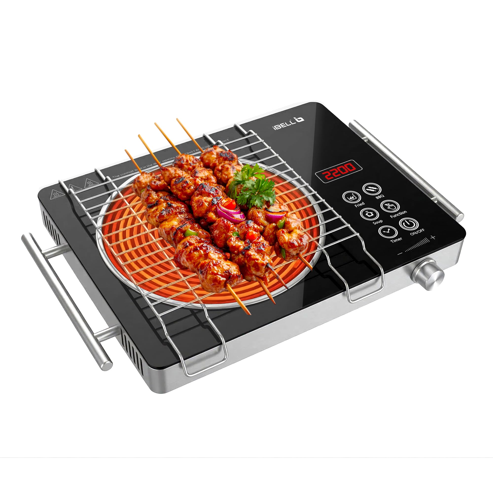iBELL IBL CROWN 22, 2000W Infrared Induction Cooktop |2 year warranty, Touch Panel, Temp Control & Energy Efficient, Compatible with All Cookwares (Black)