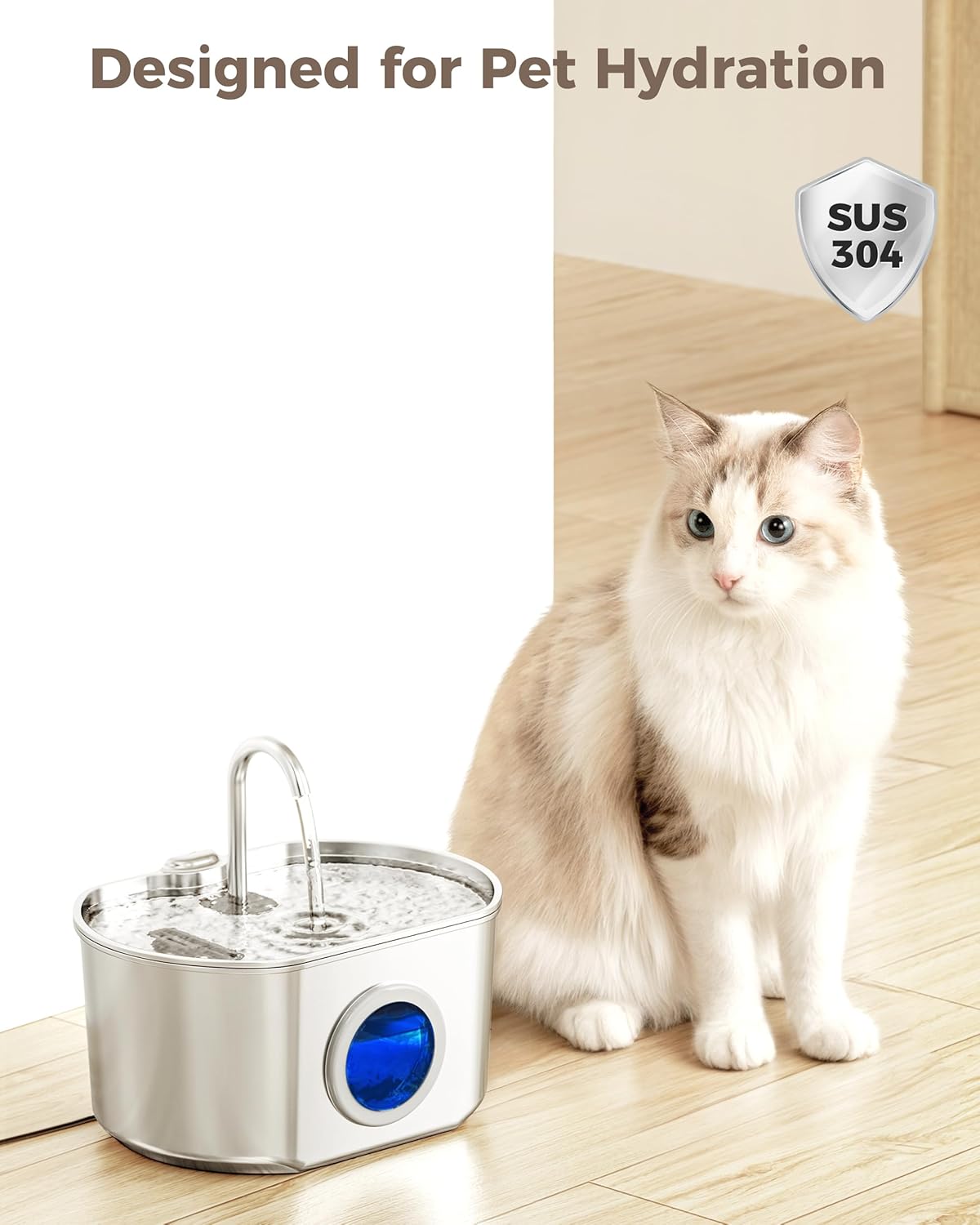 Official 6 Pack Wireless Cat Fountain Replacement Filters & Pre-Filter Sponges for 108oz/3.2 Coldless Stainless Steel Pet Water Fountain - Image 3