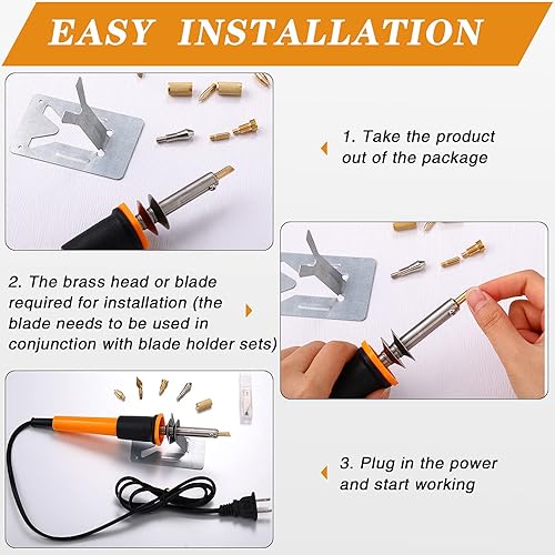 Miniatura 4 de 30 herramientas eléctricas para cortar cuchillos calientes, multiusos, cortador de plantillas de madera, con 2 soportes de metal, 16 cuchillas, 2