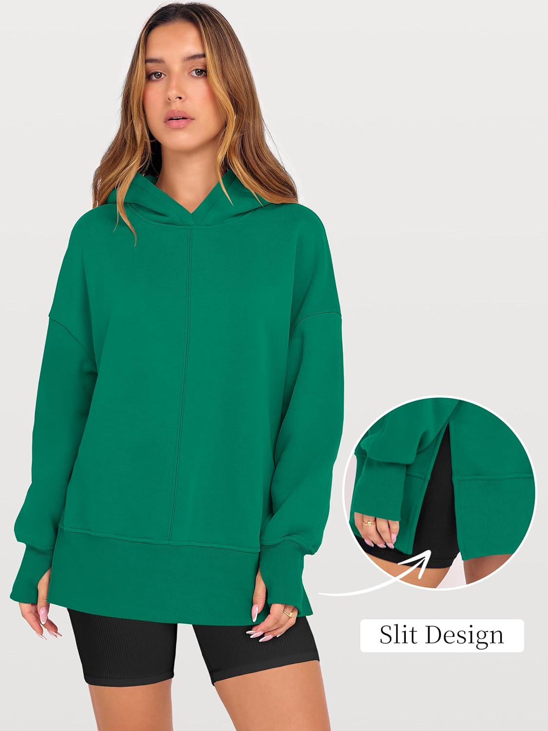 ANRABESS Womens Oversized Hoodies Long Sleeve Fleece Side Slit Hooded Sweatshirts Pullover 2026 Fall Outfits Y2K Clothes - Image 7