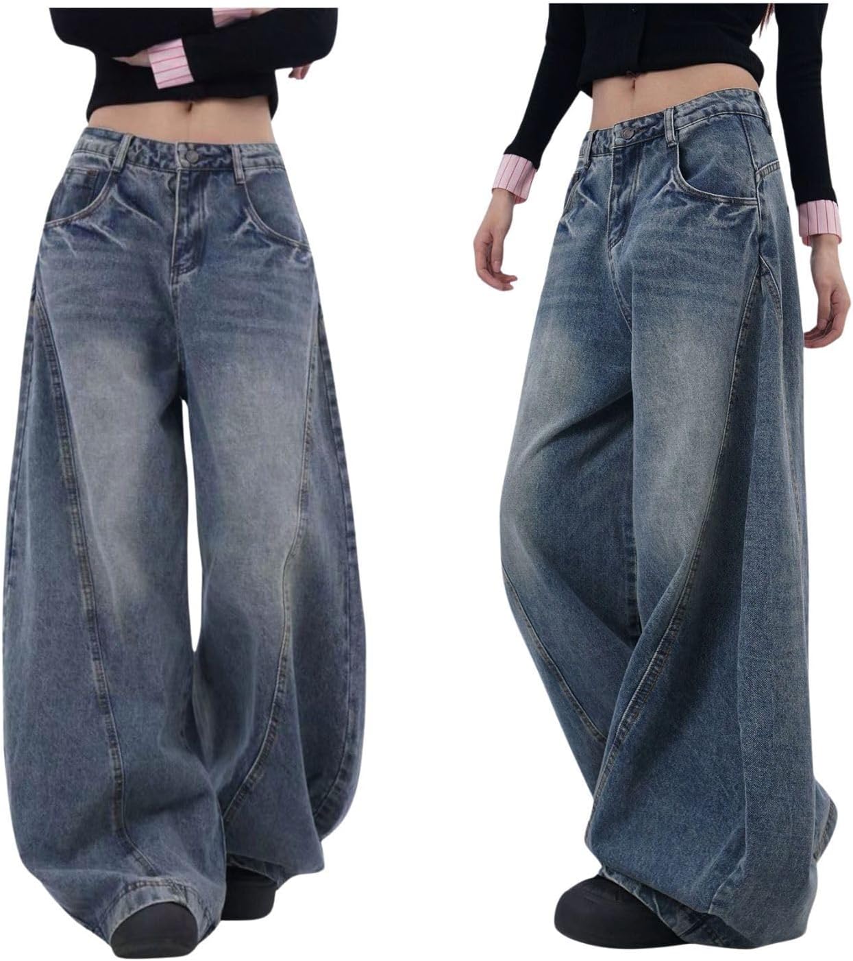 Baggy Jeans for Woman Men High Waisted Barrel Leg Jeans Trendy Boyfriend Denim Pants Vintage Streetwear Clothes