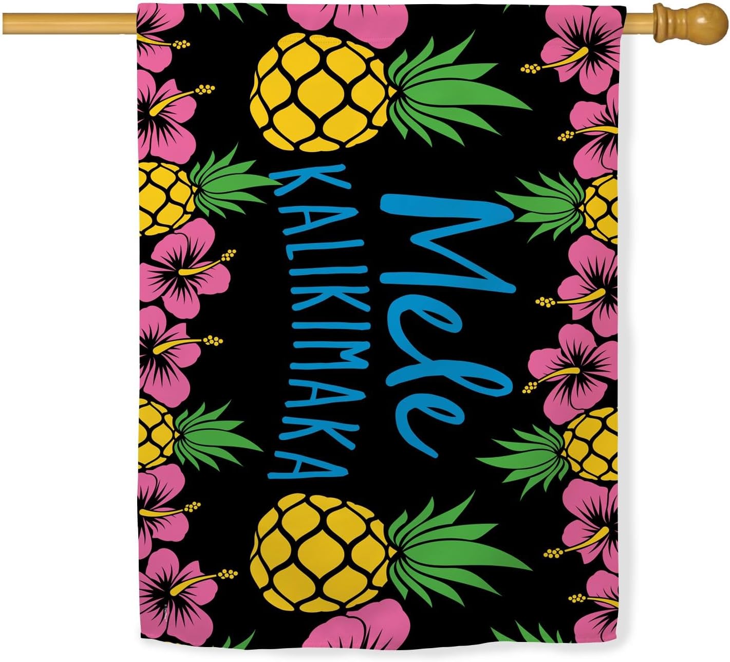 Winter Themed House Flag Mele Kalikimaka Hawaiian Classic Christmas Song Horizontal House Flag Green