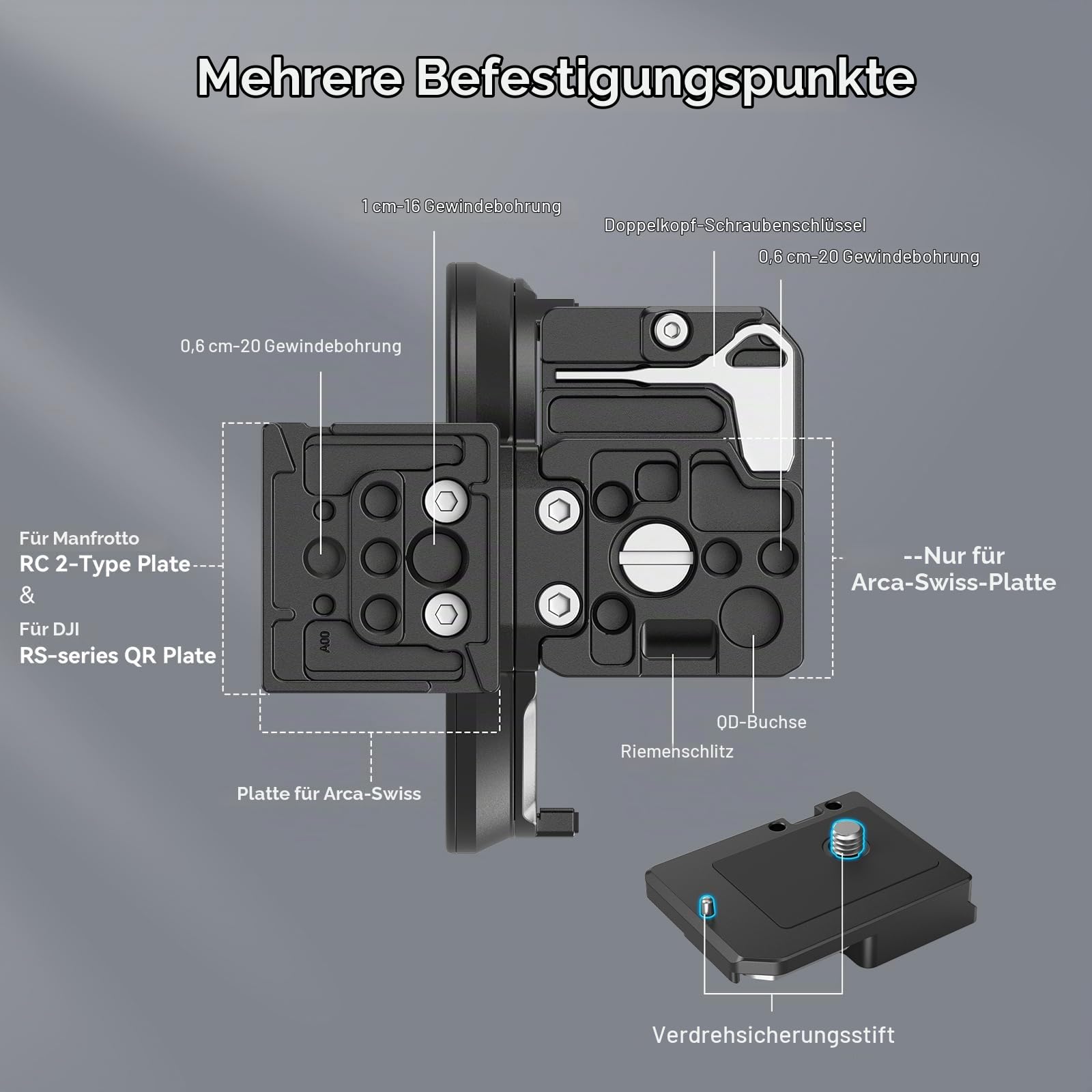 SMALLRIG R6 Rotatable Collar Mount um 90° drehbare Halterung für Canon R5 / R6 / Mark IIR Kamera, horizontale und vertikale Halterung für AR ca-Typ und MFT RC2