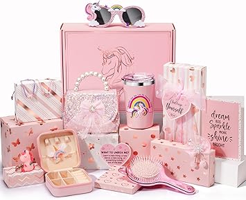 Unicorn Gifts for Girls, Birthday Easter Gifts for Kids with 8 Positive Affirmation Cards & Empowering Challenges, Girls Toys Age 6-8, Unicorn Toys for 3 4 5 6 7 8 9 10+ Years Old Tween Teen Girl