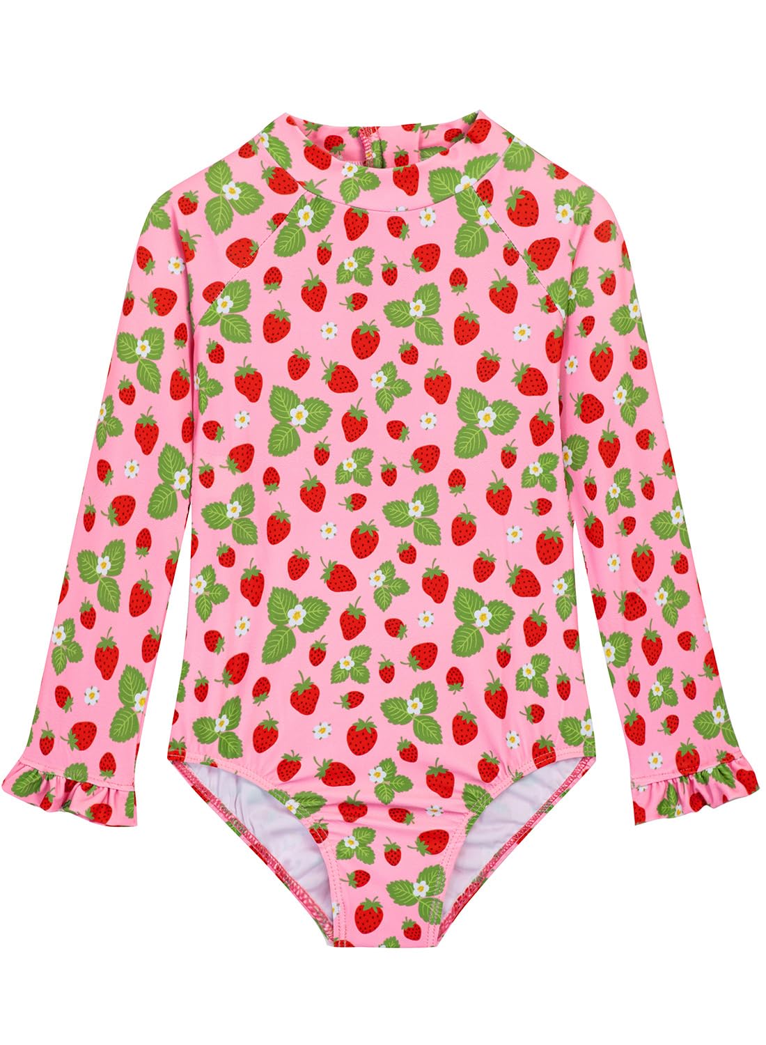 Alakuoti Long Sleeve One Piece Ruffle Swimsuit for Toddler Girls Baby Girl Rashguard Shirt with UPF 50+ Sun Protection