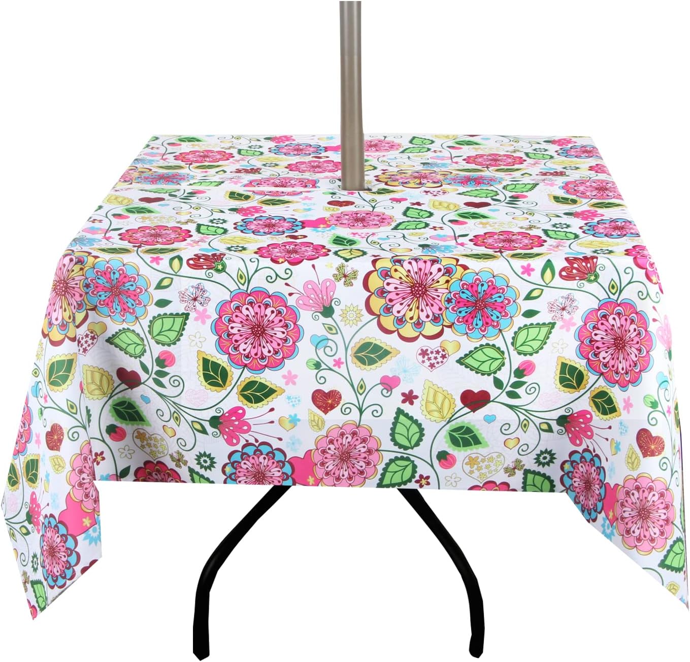 EHouseHome Outdoor Indoor 60inch SquareTablecloth with Umbrella Hole