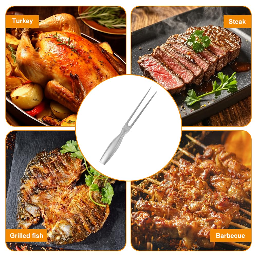 Tenedor De Carne De Acero Inoxidable, 27×2,3cm Tenedors De Calidad para Servir Carne, Tenedores para Servir Carnes Y Trinchar para Filete De Ternera, Chuletas De Cordero, Salchichas, Pescado, Gambas