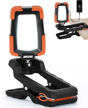Rechargeable Work Light with Clamp,Foldable Magnetic Work Light,360 Rotate