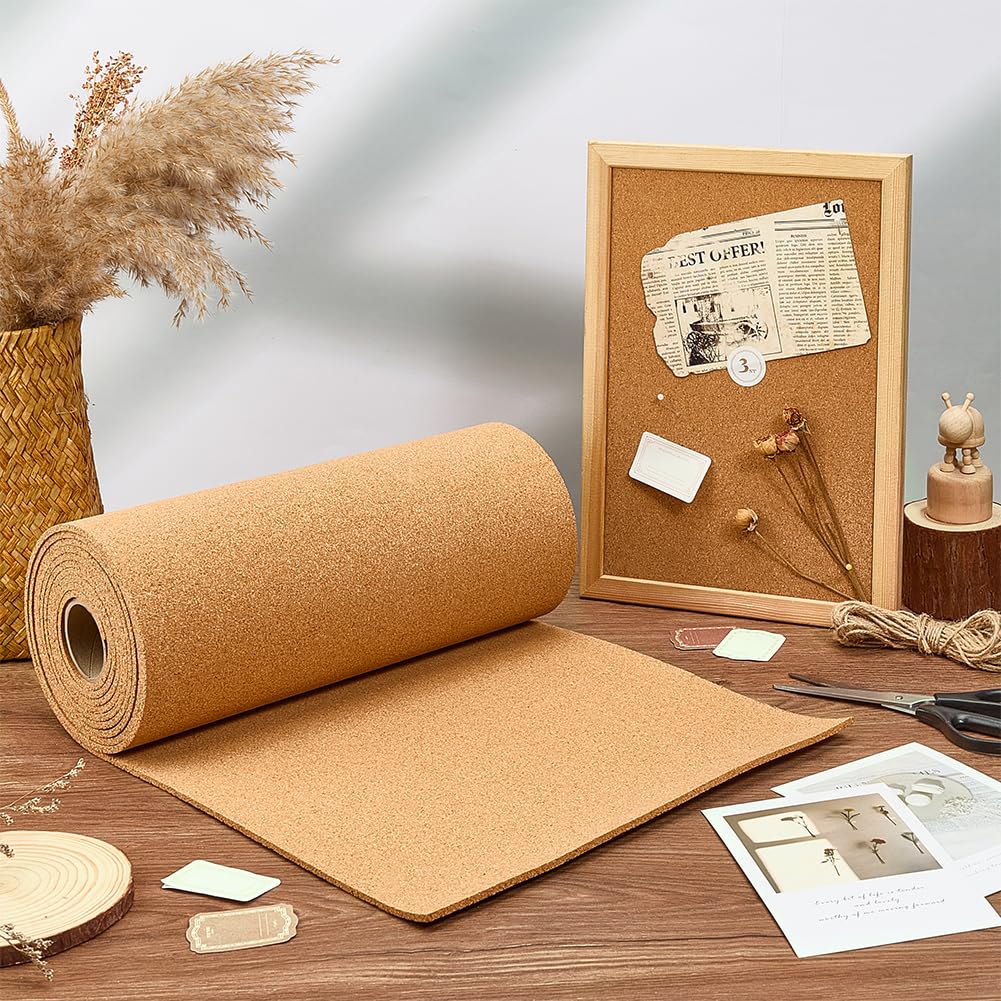 OLYCRAFT Rollo de corcho natural 3 m x 30 cm x 4 mm, tablero de anuncios, manualidades, decoración oficina