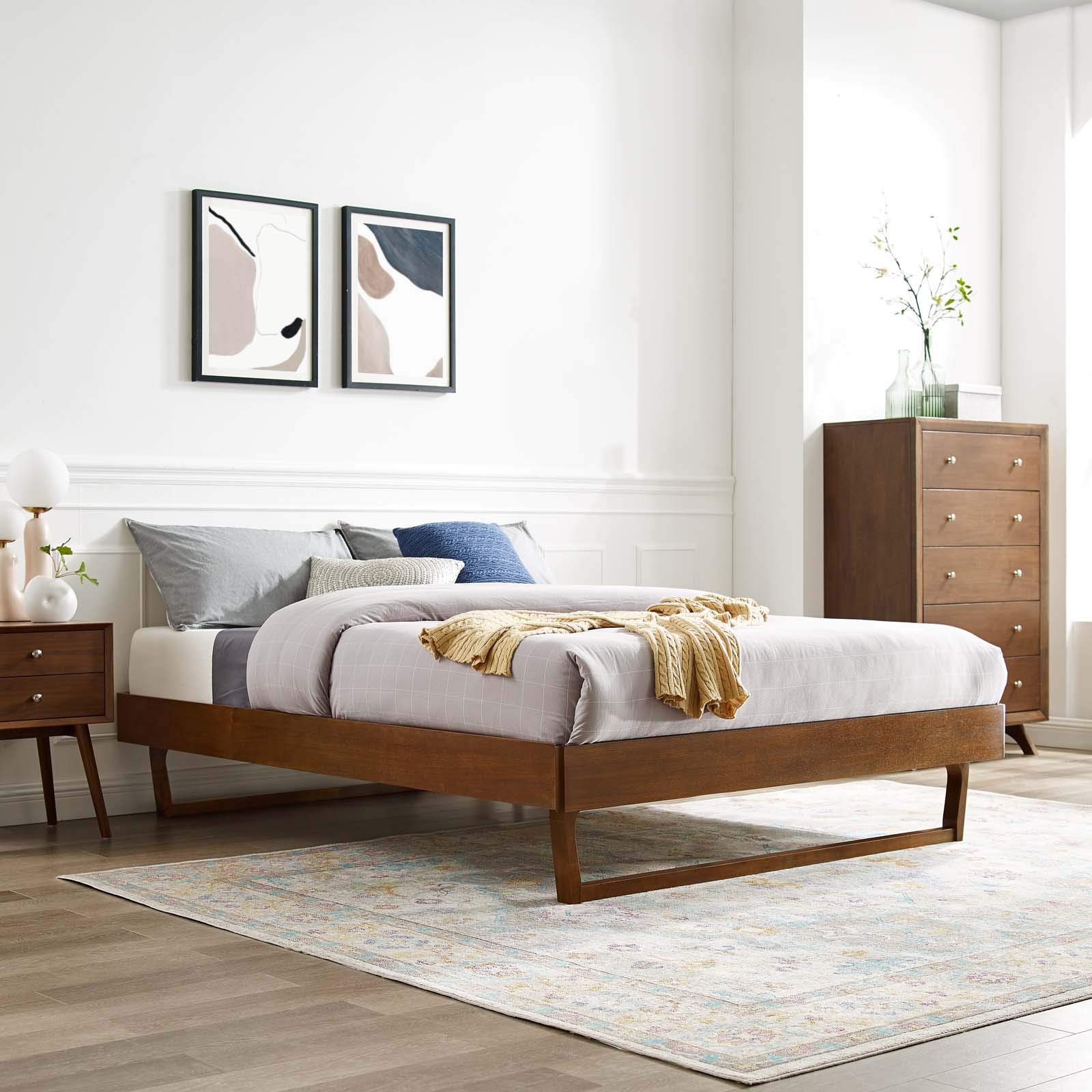 Amazon.com: Modway MOD-6215-WAL Billie King Wood Platform Bed
