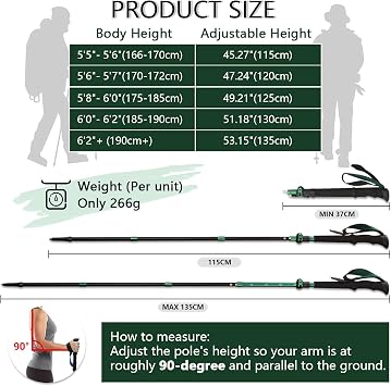 TheFitLife Anti Shock Trekking Poles + Folding Poles Aluminum