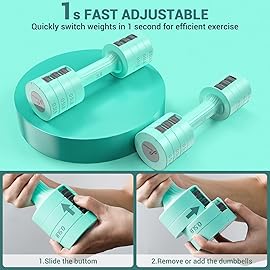 Adjustable Dumbbells Hand Weights Set: Sportneer 1 Pair 0.9-4.5KG (0.9-2.3KG) Fast Adjust Dumbbell Weight 6 In 1 Free Weights Barbells For Women Men Home Gym Workout Exercise Strength Training