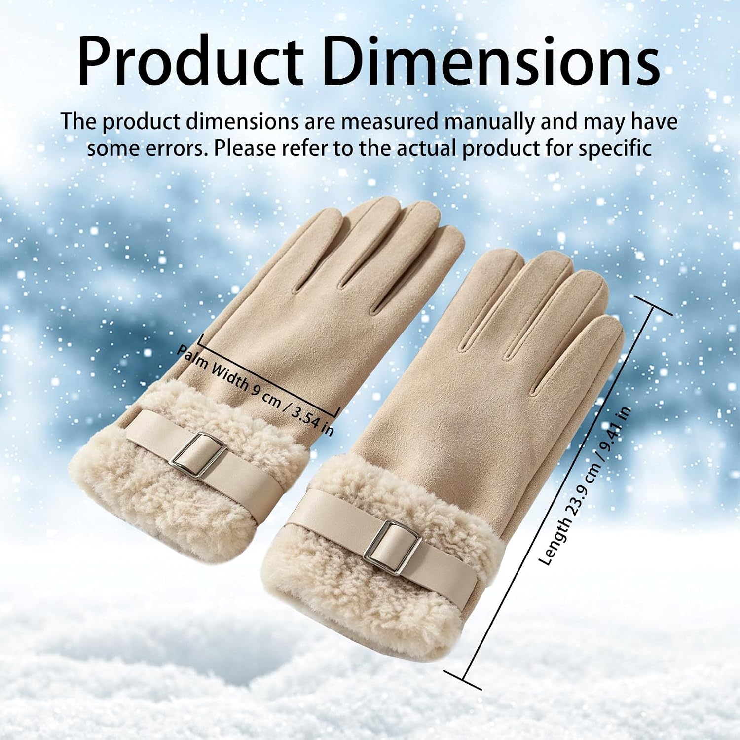 Suede Womens Gloves Winter, Warm Gloves with Touchscreen Fingers image 2
