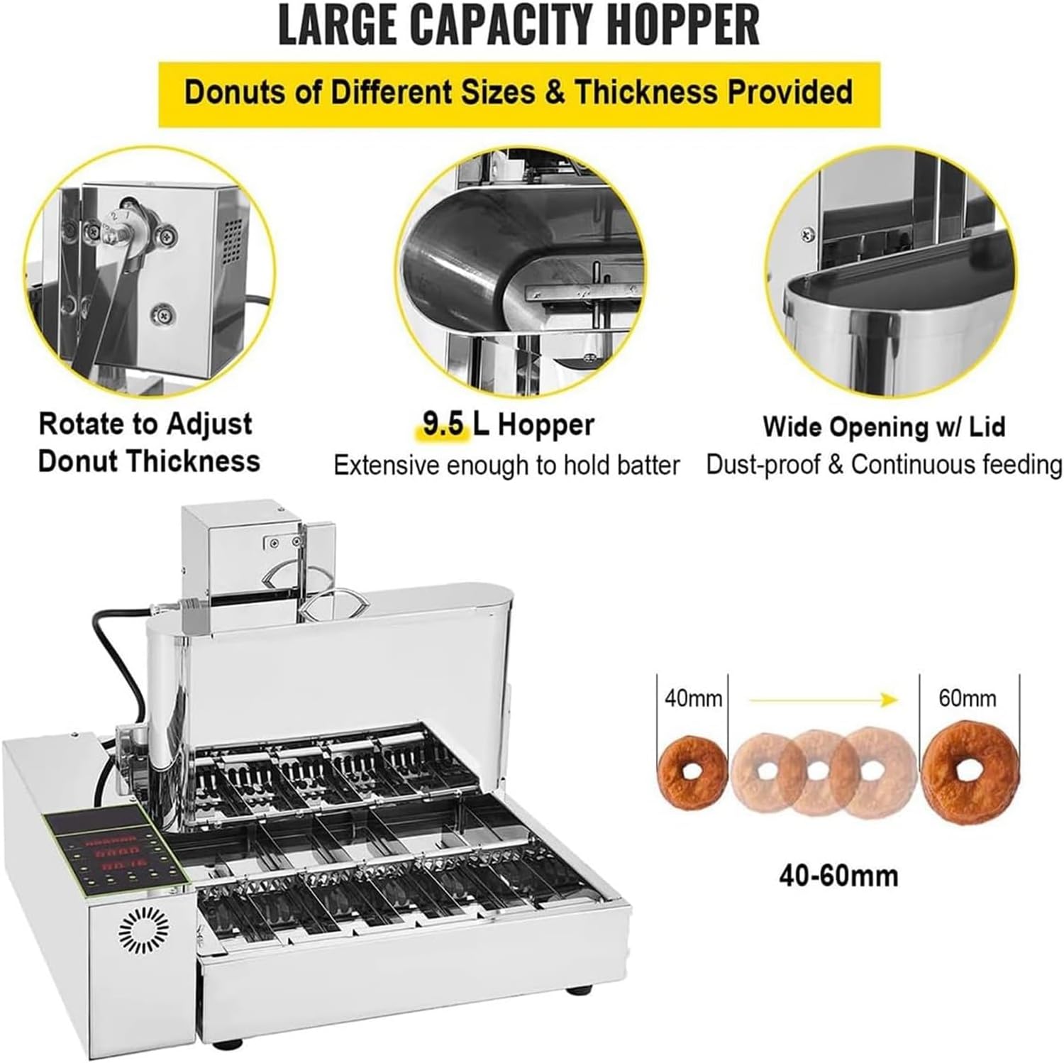 Commercial Automatic Donut Maker Machine - 6 Rows, High Capacity 2700pcs/h, Adjustable 5 Ars, Ideal for Bakery & Restaurant Use, Efficient Doughnut Production
