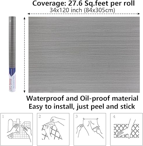 Miniatura 114 de Arthome - Papel tapiz para despegar y pegar, contacto de madera negra, papel tapiz negro, papel tapiz autoadhesivo y extraíble para encimera, Negro