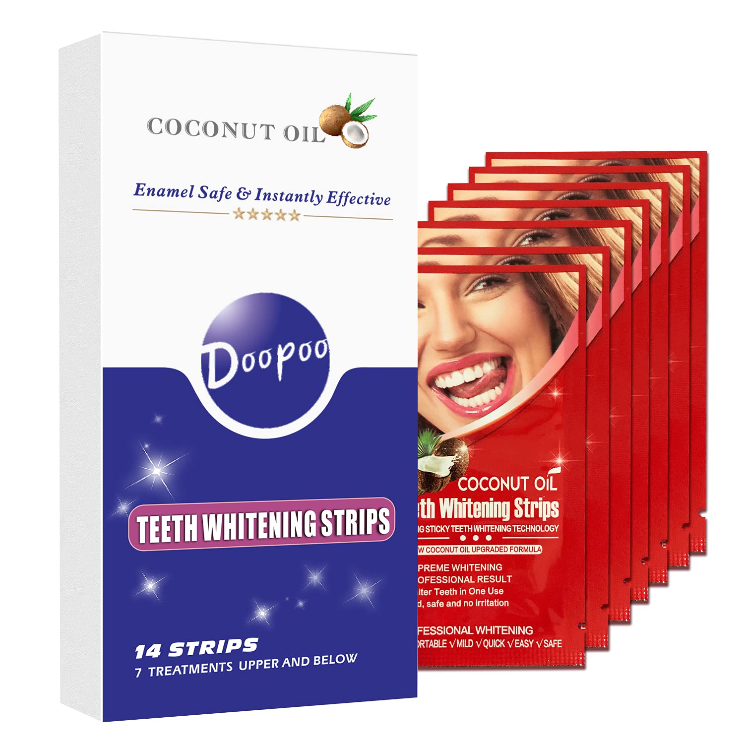 Teeth Whitening Strips for 7 Days Treatments, Effective and Enamel Safe Even for Sensitive Teeth, 14 Stripes