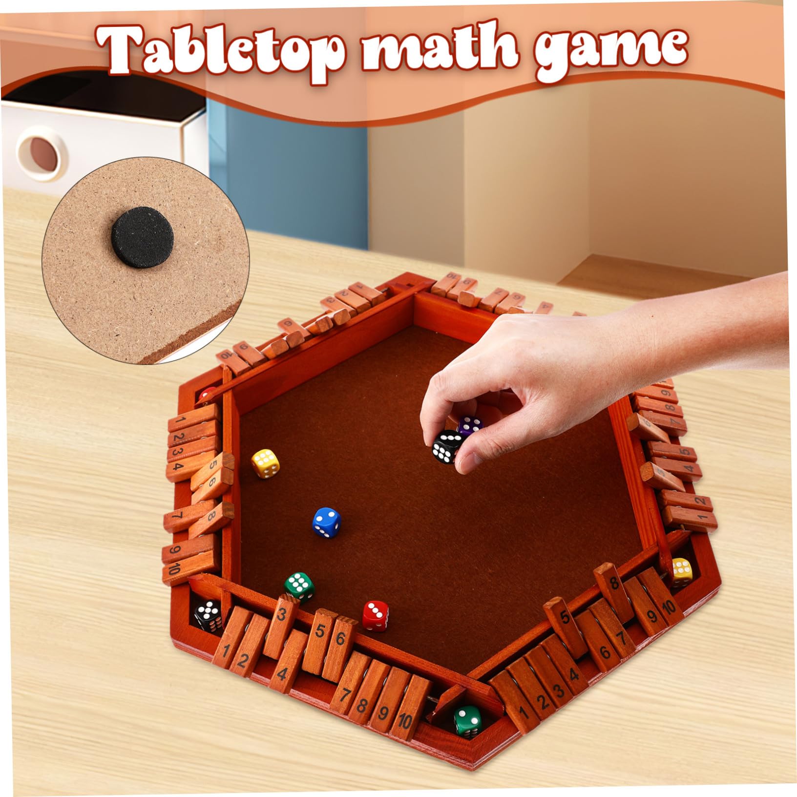 Gioco Chiudi la Scatola Gioco da Tavolo in Legno Dadi Tavola in Legno da Tavolo per Giocatori Adatto Feste in Casa e Riunioni di Famiglia